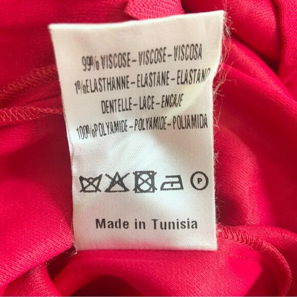 Sandro Paris Red Lace Bustier Style Christmas Holiday Short Dress Size Small - Picture 10 of 13